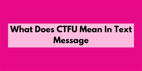 There are a few different ways to incorporate this acronym into your <b>texting</b> slang vocabulary, so read on for a comprehensive overview of <b>CTFU</b>—complete with alternate definitions and examples of. . Ctfu meaning in text